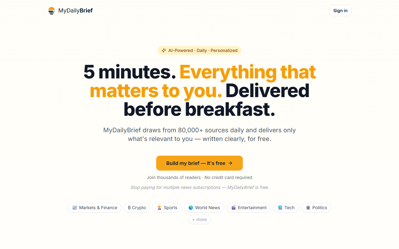 My Daily Brief preview